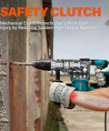Worker using Heavy Duty SDS Max Rotary Hammer Drill With Vibration Control And Safety Clutch 13 Amp Motor For Concrete Brick And Masonry