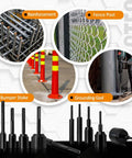 Heavy Duty 5/8 Inch Ground Rod Driver Bit with SDS Plus for various applications and BGTEC 40Cr steel build shown in usage scenarios.