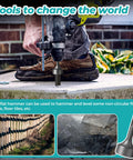 Go To SDS Plus Ground Rod Driver Set in action with SDS-Plus rotary hammer driving 5/8-inch ground rod into concrete outdoors