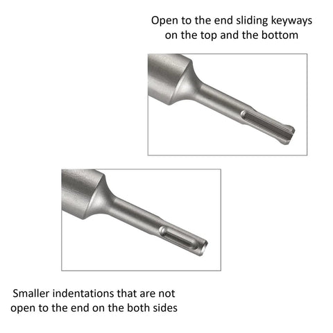 Close-up of Beefy Ground Rod Driver with one-piece hardened steel body showing SDS-Plus shank for Bosch Dewalt Milwaukee drills