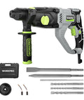 Lightweight 1-1/4 Inch SDS Plus Rotary Hammer Delivers Powerful Concrete Drilling, Chiseling, And Light Demolition With A 7.5A Corded Motor