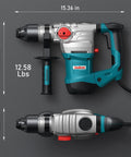 Heavy Duty SDS Plus Rotary Hammer Drill 13 Amp With Four Function Modes Vibration Control from side view