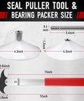 Dimensions of Heavy Duty Seal Puller Tool And Bearing Packer Kit For Wheel Hubs 2 In 1 Pro Grade Universal Gasket Remover Set