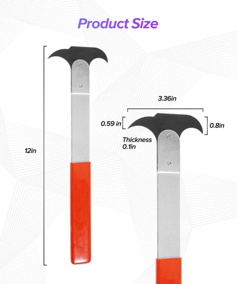 Beefy Car Seal Puller And Wheel Bearing Removal Tool, 12in Durable Steel Car Tool With Measurements, Red Handle