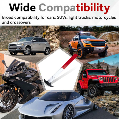 Seal Puller Tool with Dual Hook shown with cars, SUVs, motorcycles, highlighting compatibility