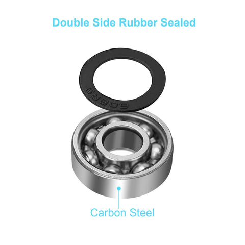 22-Pack 608-2RS Sealed Deep Groove Ball Bearings 8mm x 22mm x 7mm Double Rubber Shields, Carbon Steel 608RS Close-Up