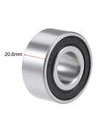 Side view of sealed angular contact ball bearing 20x47x20.6mm designed for general use on rotating shafts with dual seals displayed.