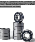 10 PCS R8-2RS Double Rubber Sealed Roller Ball Bearing 1/2 Inch Bore stacked display