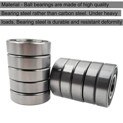 10 PCS R8-2RS Double Rubber Sealed Roller Ball Bearing 1/2 Inch Bore 1/2 x 1-1/8 x 5/16 Inch ABEC3 stacked view