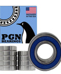 Sealed Chrome Steel Ball Bearing 6004 2RS 20x42x12mm With Dual Rubber Seals shown in packaging with stacked bearings.
