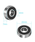 22-Pack 608-2RS Sealed Deep Groove Ball Bearings 8mm x 22mm x 7mm Double Rubber Shields for Skateboards and Scooters