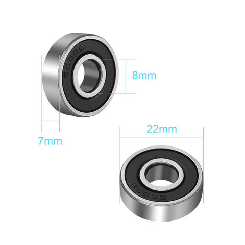 22-Pack 608-2RS Sealed Deep Groove Ball Bearings 8mm x 22mm x 7mm Double Rubber Shields for Skateboards and Scooters