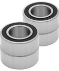 Four sealed double row angular contact ball bearings 30mm bore by 55mm outer and 23mm wide with double rubber seals, shown stacked