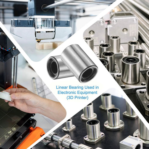 Sealed LM4UU 4x8x12 mm linear ball bearings in a 4-pack with rubber seals used in 3D printers and CNC axes for dust protection.