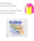 Laser Lite High Visibility Corded Disposable Foam Earplugs 100 Pairs Pink And Yellow For Distinctive Visual Safety NRR 32 packaging