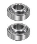 Two Piece GEG8C Sealed Spherical Plain Bearing 8mm Bore, 19mm Outer Diameter, 11mm Width, shown in silver bearing steel with bronze cage