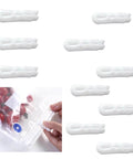 10 Pack Sealing Clip Zipper With Sliding Grip Airtight Vacuum Storage Bags Seals For Fresh Food Space Saver, white clips and bag