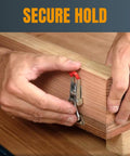 Two hands using a Four Pack Toggle Clamps With 220 Lb Holding Power And 4001 Adjustable Pull Action Latch for securing wood.