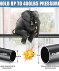Adjustable Sliding Door Security Bar 17 To 50 Inches With Anti Slip Rubber Tips held up by an elephant, showcasing durability.
