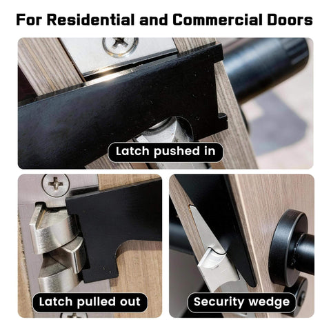 Close-up of Pro Grade Firefighting Tool Set showing latch and security wedge on door for emergency rescue usage.