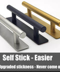 5 Inch Self Adhesive Cabinet Handles Set Of 4 No Drill Door Pulls Modern Stainless Steel Gold Finish
