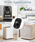 8 Pcs Self Adhesive Caster Wheels For Appliances And Small Furniture With 360 Degree Swivel Rotation Durable ABS And Stainless Steel Bearings Black Easy To Install On Most Surfaces Providing Smooth Glide For Heavy Trash Cans Bins And Storage Boxes shown in use with coffee maker, printer, trash bin, and storage box.