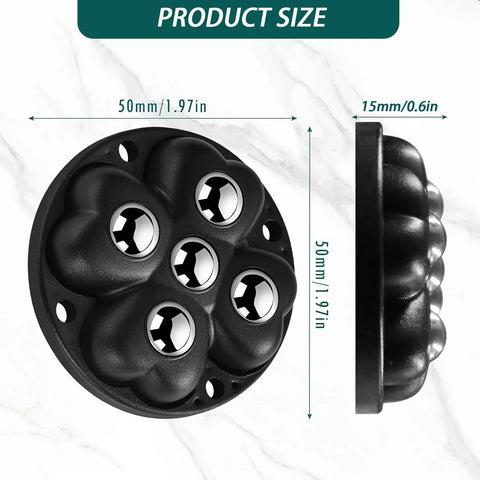 Self Adhesive Caster Wheels With 360 Degree Swivel Stainless Steel Rollers Low Profile For Kitchen Appliances And Furniture, Black