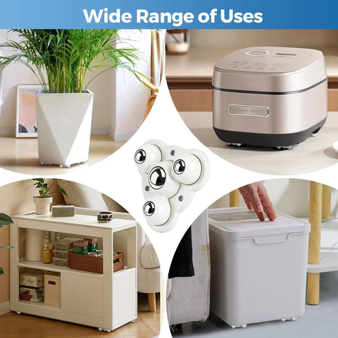 Mini Self Adhesive Caster Wheels Set Of 4 With Steel Ball Swivel Casters shown under various appliances and furniture