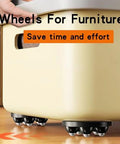 Self Adhesive Mini Caster Wheels 360 Degree Swivel Mute Universal Wheel Rollers For Kitchen Appliances Black, installed on furniture.