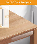 30 Piece Clear Door Slam Silencers Self Adhesive Cabinet Bumpers 2.5x0.4x0.08 Inches Soft Polyurethane on table
