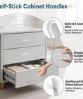 2 Pack Self-Adhesive Drawer Pulls 4 Inch Aluminum Alloy Door Handles on cabinet drawer, showing easy installation and adhesive back.