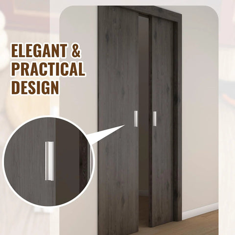 Four Pcs SelfAdhesive Edge Finger Pull Door Handles For Cabinets Closets And Sliding Doors shown on dark sliding door