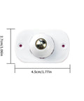 Top view of a single metal self adhesive caster wheel with dimensions for furniture, part of an 8 pack, ideal for cabinets and appliances.
