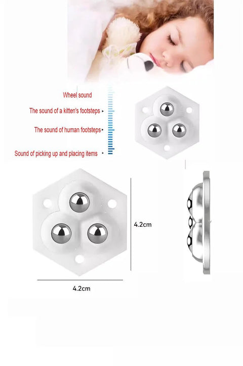 Self Adhesive Mini Caster Wheels For Small Appliances And Furniture Sliders Easy Non Destructive Installation in white hexagon design