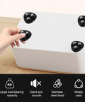 12 Pcs Self Adhesive Mini Caster Wheels For Small Appliances And Furniture, 360 Degree Swivel Casters, installed on a white box