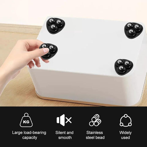 12 Pcs Self Adhesive Mini Caster Wheels For Small Appliances And Furniture, 360 Degree Swivel Casters, installed on a white box