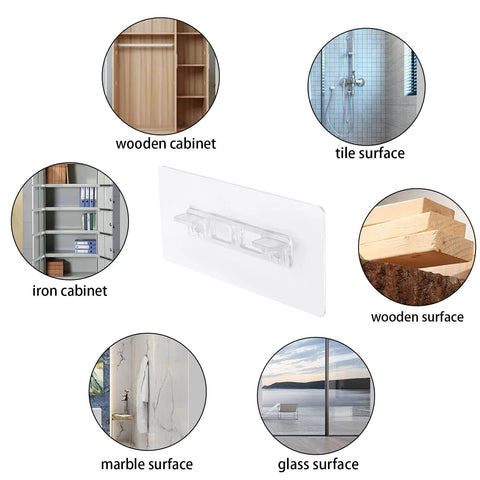 24 Pieces Self Adhesive Shelf Bracket Kit With Double Row Reinforced Design shown compatible with various surfaces like wood and tile