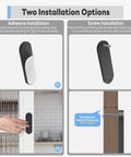 Adhesive and screw installation options for 2 Pack 4 Inch Self Adhesive Sliding Door Handles Aluminum Alloy No Drill Installation.