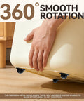 Person adjusting Heavy Duty Self Adhesive Swivel Caster Wheels 8 Pack 1 Inch installed on furniture, showing 360° swivel feature.