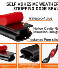 Black Rubber Weather Stripping Door Seal Strip, D Shape Door Weather Seal Strip with self-adhesive backing and noise insulation features.