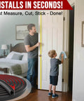 Installing Weather Stripping Door Seal - 23 Ft Self-Adhesive TPE Rubber Door Seal Strip for Door Frame in a bedroom.
