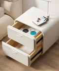 Nightstand with 4 Pack Small White Plastic Handles 3.9 Inch Self Adhesive No Drill Installation for Cabinets Drawers
