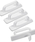 4 Pack Small White Plastic Handles 3.9 Inch Self Adhesive No Drill Installation For Cabinets Drawers Sliding Doors Closets Wardrobes Windows