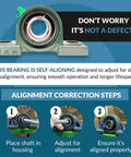 UCP204-12 pillow block bearing pack of 10 with 3/4 inch bore showing alignment correction steps