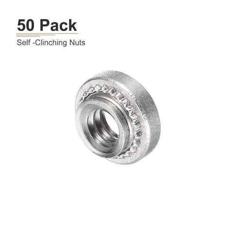 Self Clinching Rivet Nut Fastener 50 Pack in Stainless Steel Size 6 32 Thread 0.12 Inch Length 0.28 Inch Outer Diameter