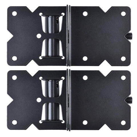 Self Closing Gate Hardware Hinges Heavy Duty for Wooden/Vinyl/PVC Fences, 90 Degree Adjustable, 2 Pack, Black, front view