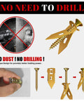 200 Pcs Self Drilling Drywall Anchors with Screws Kit, Metal Expansion Bolt, illustration of yellow zinc-plated anchor showing self-drilling feature.