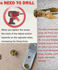 Diagram of self drilling drywall anchors and screws kit showing installation and uses for mounting hardware on walls.