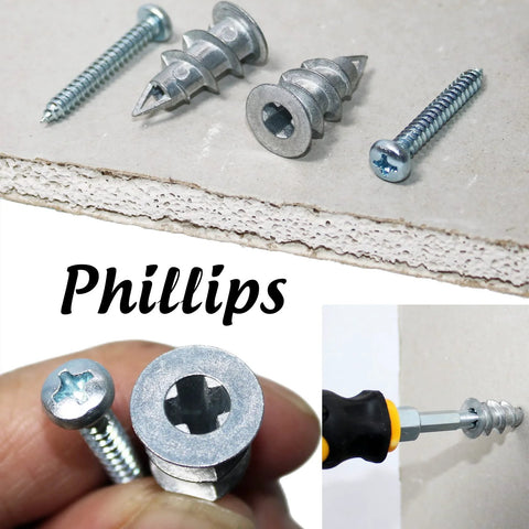 Self Drilling Drywall Anchor Kit With Screws For Drywall Plaster And Sheetrock, includes 25 zinc wall anchors and Phillips screws