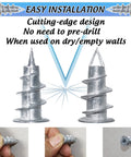 Self Drilling Drywall Anchor Kit With Screws For Drywall Plaster And Sheetrock, 25 Zinc Wall Anchors Close-Up Installation Tips